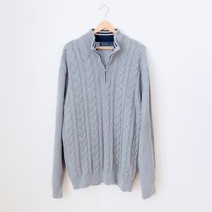 Cable Knit Fisherman Sweater Size 2XL Cotton Grandpa Sweater Normcore Mock Neck